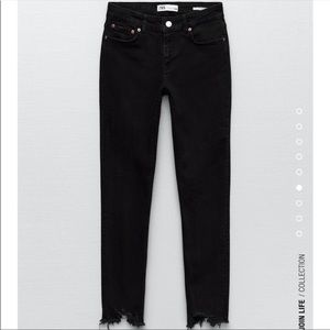 ZARA the‎ skinny ripped ankle black denim jeans NWT